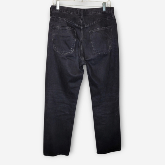 AGOLDE 90s Loose Mid Rise Jeans 28 Black Busted Knees - Picture 5 of 8